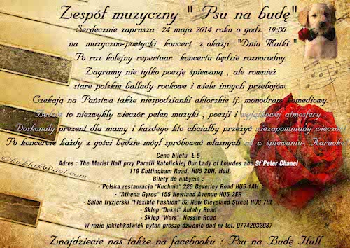 Koncert poezji śpiewanej z okazji polskiego Dnia Matki w Hull